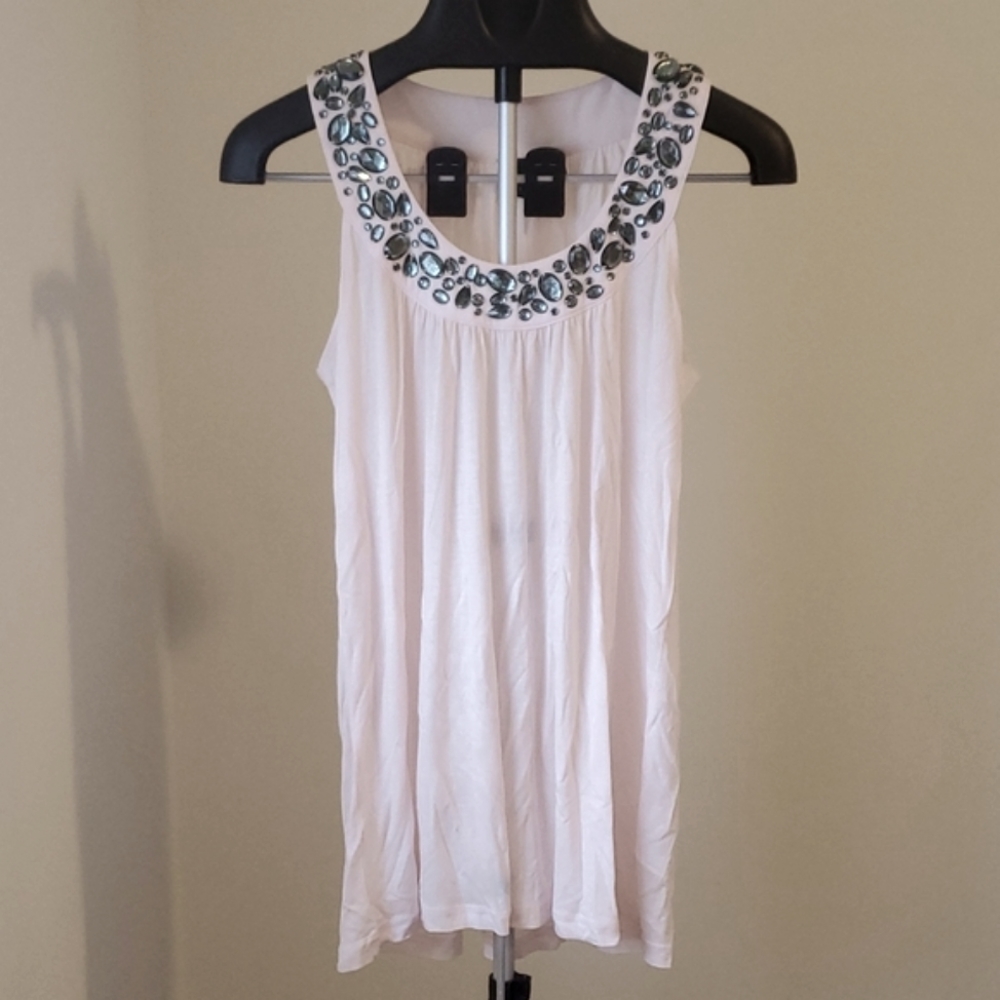Embellished blush pink Esprit tank top in size large